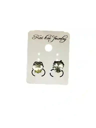 Aretes Corazon Piedra Transparente Acero Quirurjico Inoxidable