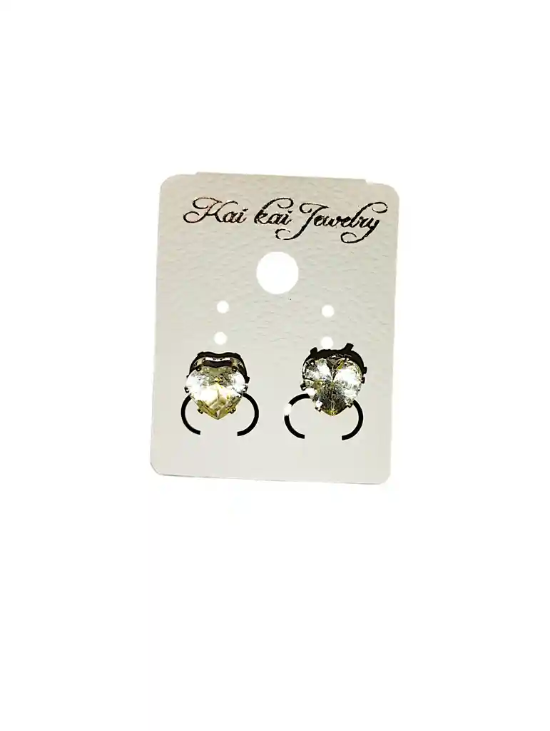 Aretes Corazon Piedra Transparente Acero Quirurjico Inoxidable