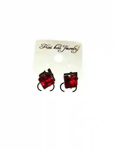 Aretes Cuadrado Rubi Acero Quirurjico Inoxidable