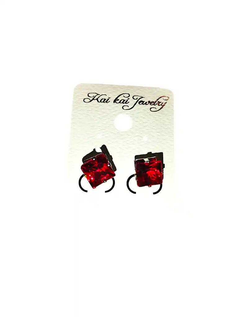 Aretes Cuadrado Rubi Acero Quirurjico Inoxidable