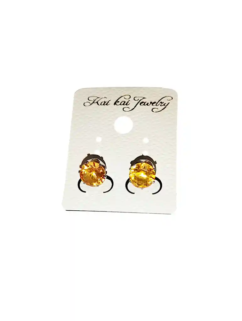 Aretes Circulares Piedra Amarilla Acero Quirurjico Inoxidable