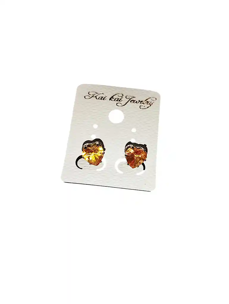Aretes Corazon Piedra Amarilla Acero Quirurjico Inoxidable