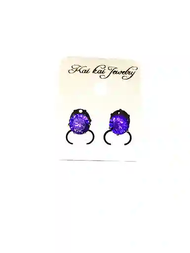 Aretes Circulares Piedra Morada Acero Quirurjico Inoxidable