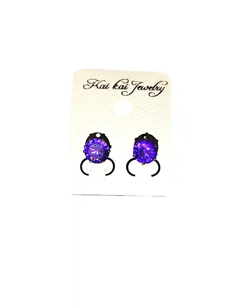 Aretes Circulares Piedra Morada Acero Quirurjico Inoxidable