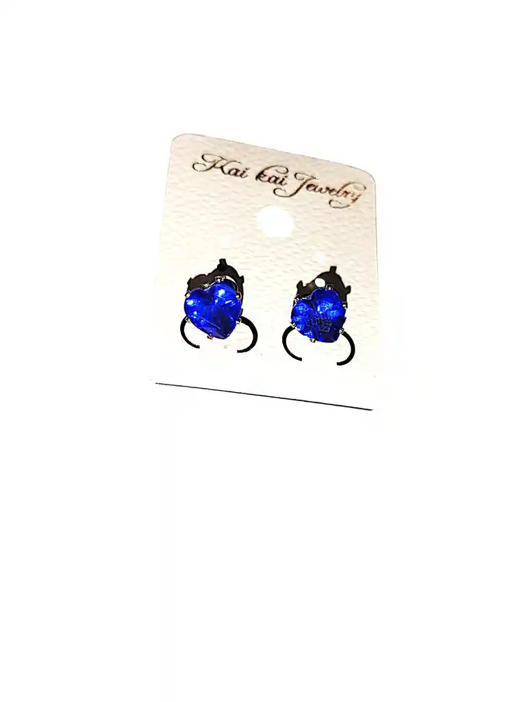 Aretes Corazon Piedra Azul Acero Quirurjico Inoxidable