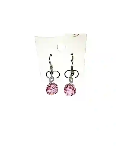 Aretes Esfera Rosa Acero Quirurjico Inoxidable