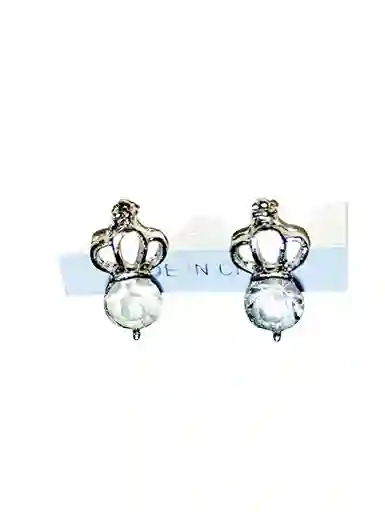 Aretes Corona Piedra Transparente Acero Quirurjico Inoxidable