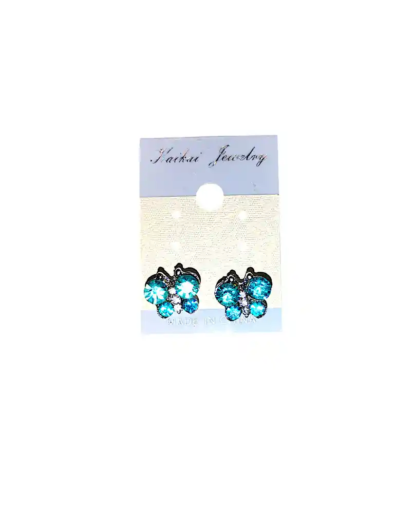 Aretes Mariposa Piedra Azul Acero Quirurjico Inoxidable