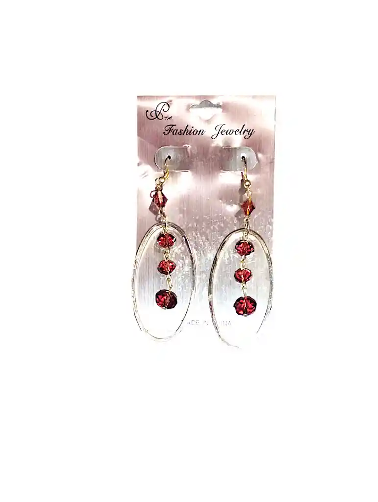 Aretes Ovalos Vino Tinto Acero Quirurjico Inoxidable