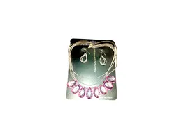 Juego Collar - Aretes Chaquira Rosa