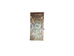 Juego Collar - Aretes Plumas Azul Acero Quirurjico Inoxidable