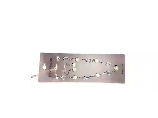 Juego Collar - Aretes Perla Y Piedra Azul Acero Quirurjico Inoxidable