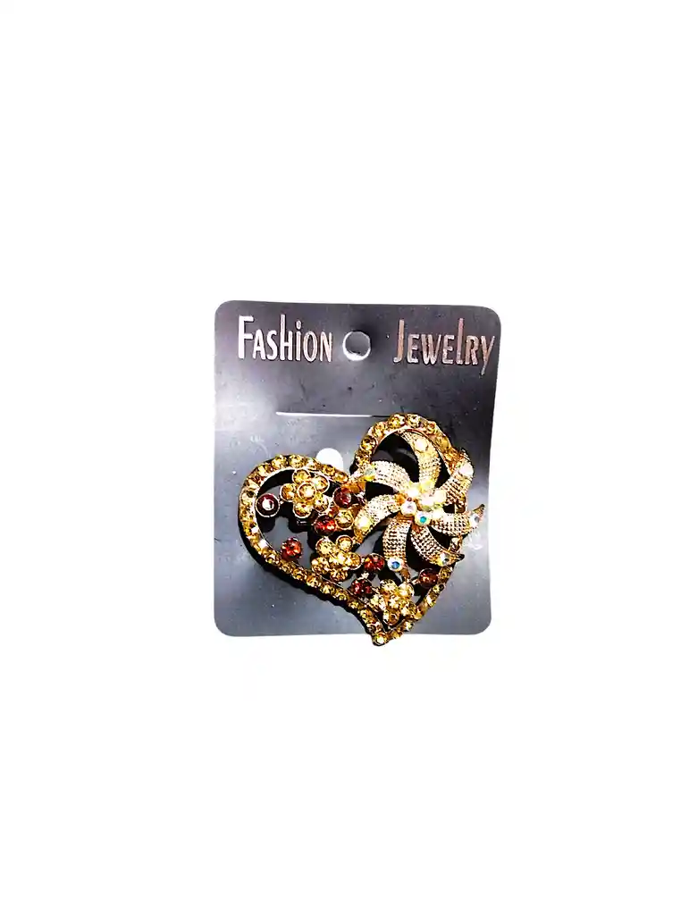 Prendedor Corazon Dorado Acero Quirurjico Inoxidable