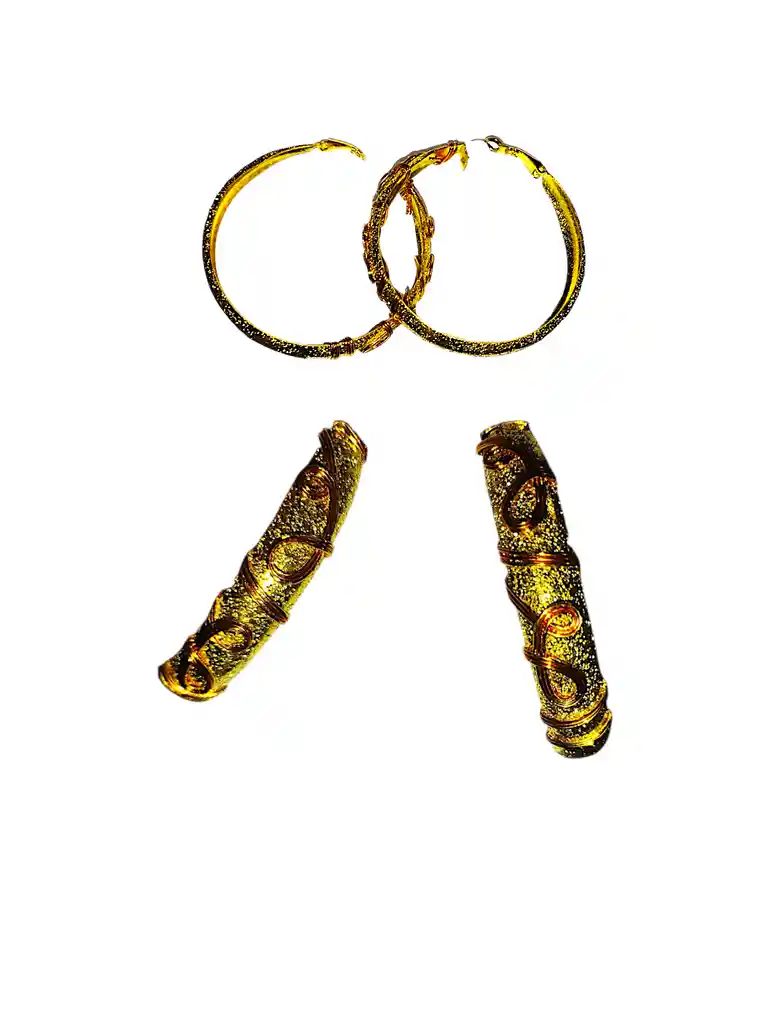 Candongas Doradas Labradas Acero Quirurjico Inoxidable