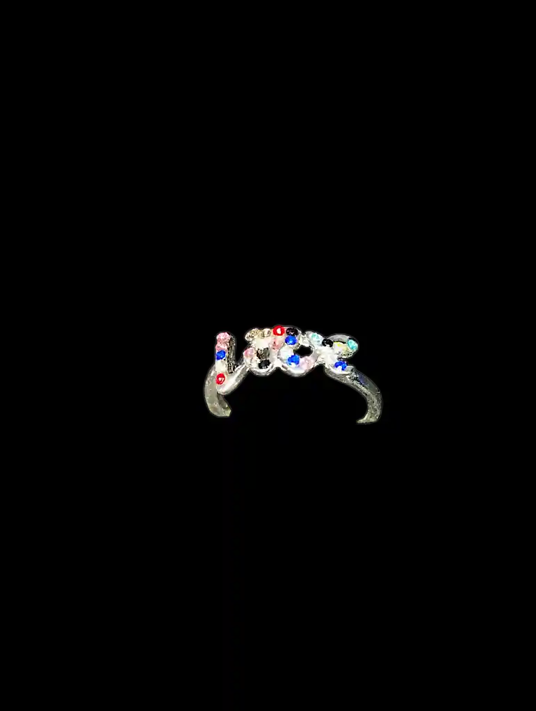 Anillo Love Piedras De Colores Acero Quirurjico Inoxidable
