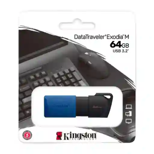 Memoria Usb Kingston 64gb 3.2 Gen 1 Datatraveler Exodia M (black + Blue)	