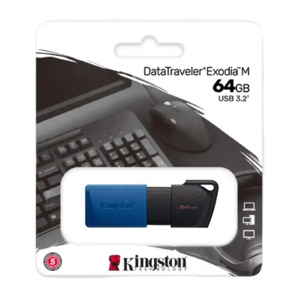 Memoria Usb Kingston 64gb 3.2 Gen 1 Datatraveler Exodia M (black + Blue)	