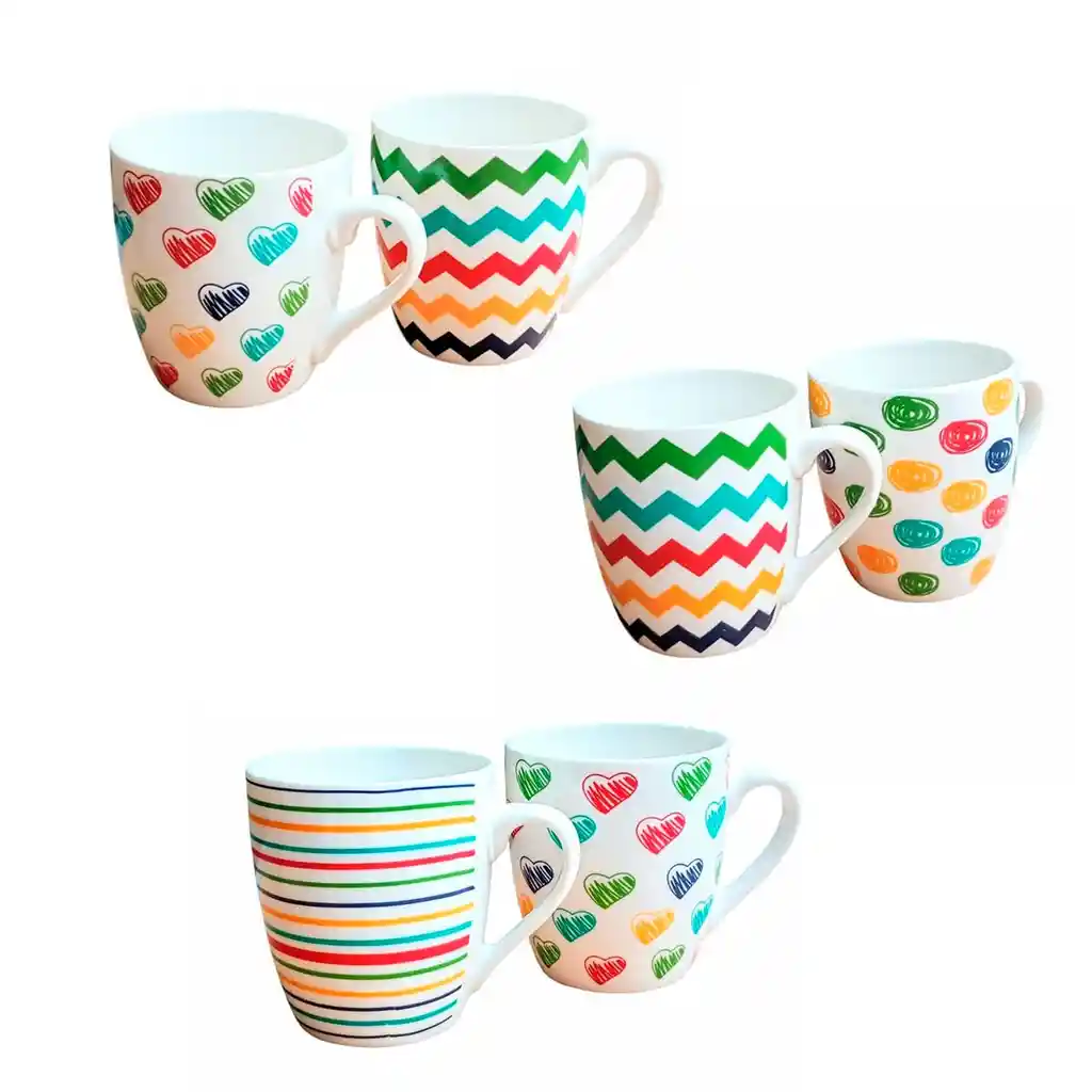 Pocillo Taza Vaso Mug Para Cafe Chocolate Colores Variados X 6 Unidades