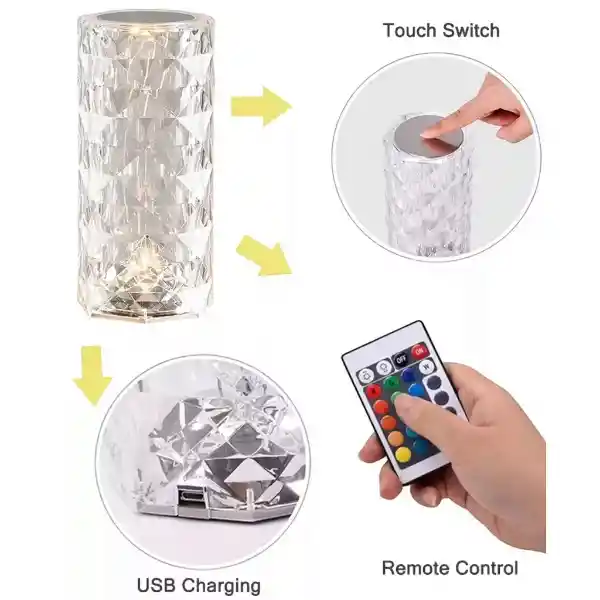 Lampara Diamond Rose Led Recargable Tactil