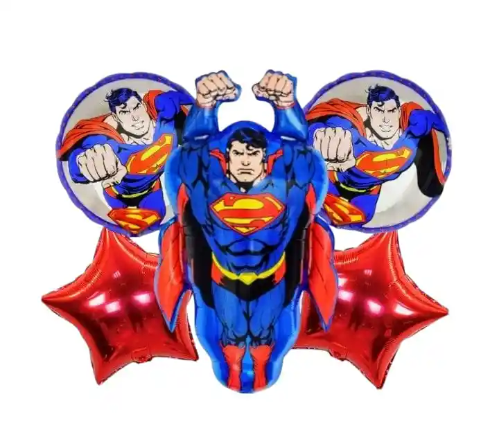 Bouquet X5 Globos Metálizados Superman
