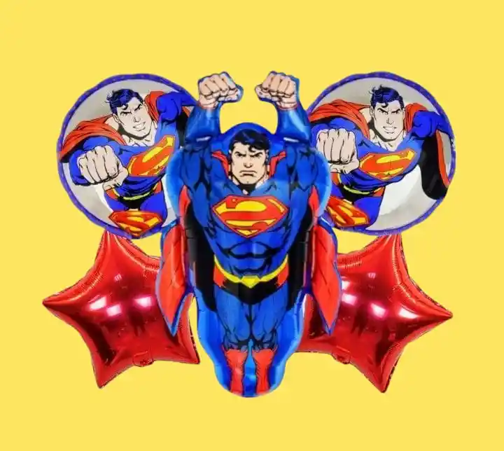 Bouquet X5 Globos Metálizados Superman
