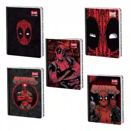 Cuaderno Cuadriculado Deadpool Cosido 50 Hojas Scribe Con Stickers Para Hombre