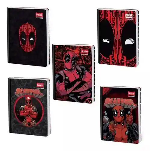 Cuaderno Cuadriculado Deadpool Cosido 50 Hojas Scribe Con Stickers Para Hombre
