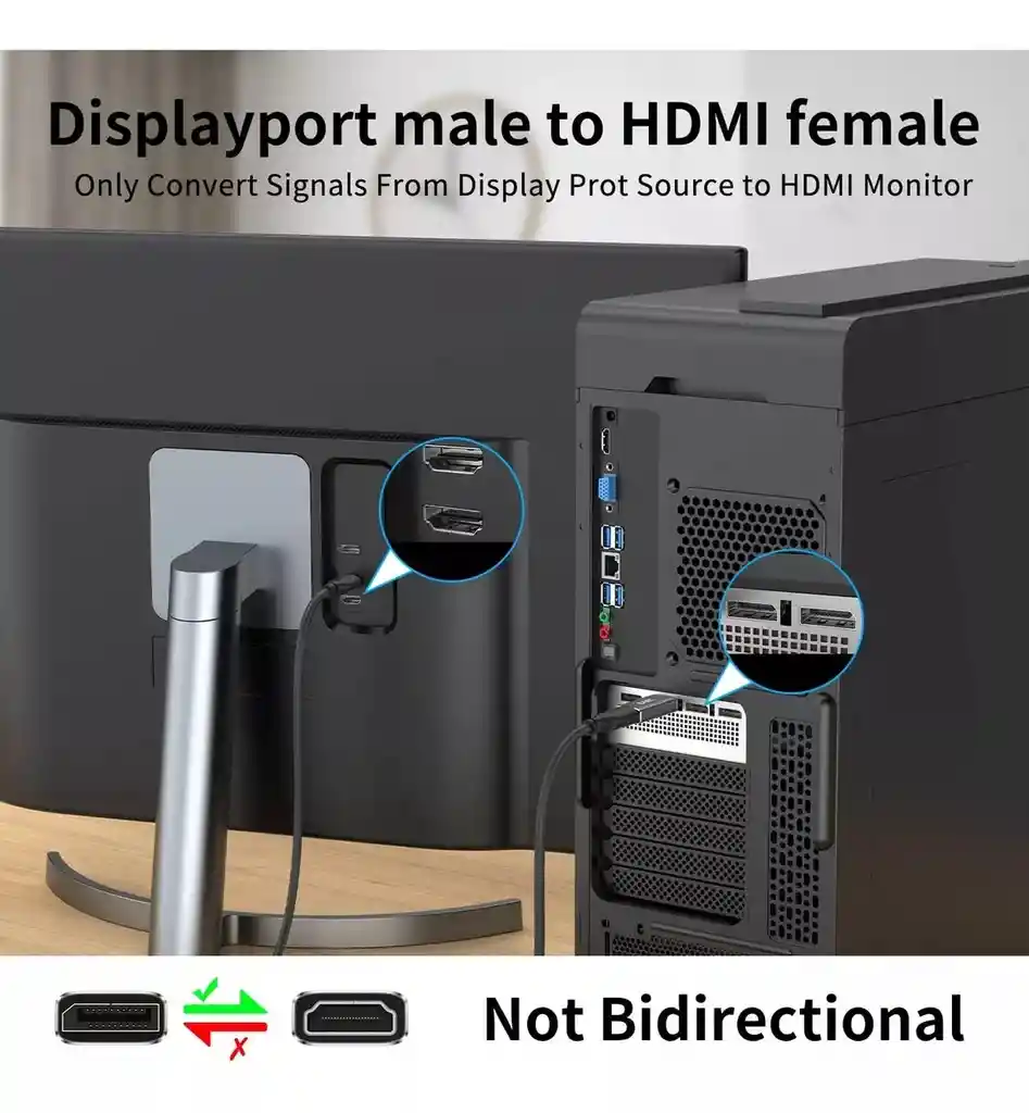Adaptador Displayport A Hdmi Mini Ultra Hd 4k | Metalizado