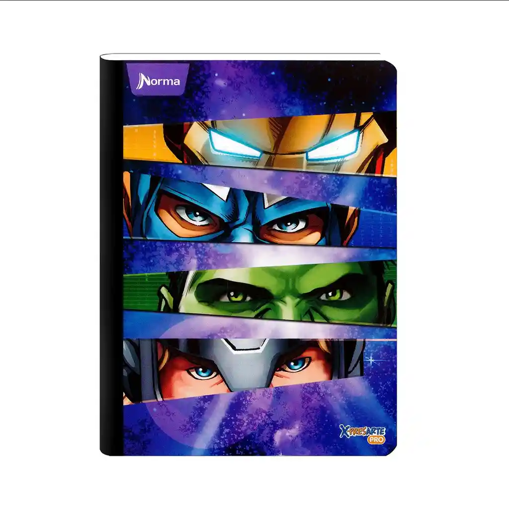 Cuaderno Cuadriculado Avengers Marvel Cosido 100 Hojas Norma Con Sticker Para Hombre