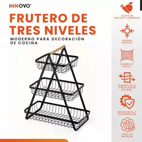 Organizador Frutero Alimentos 3 Pisos Elegante Para Cocina Innovo Home