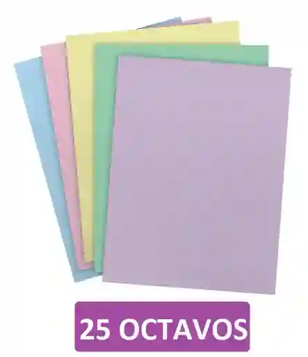 Cartulina Octavos X 25 Colores Surtidas Hojas Cartulinas Papel