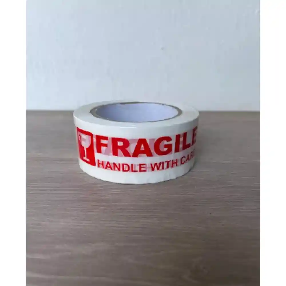 Cinta Fragile X 100y Transparente Letras Rojas N°12