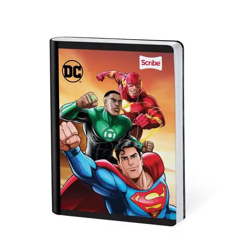 Cuaderno Cuadriculado Liga De La Justicia Justice League Dc Cosido 100 Hojas Scribe Con Stickers Escarchados Para Hombre