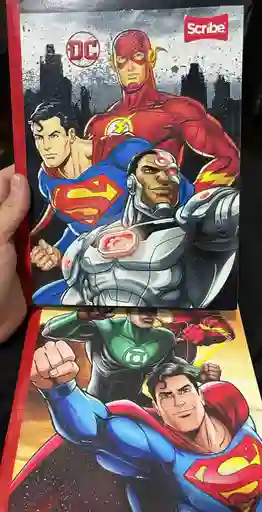 Cuaderno Cuadriculado Liga De La Justicia Justice League Dc Cosido 100 Hojas Scribe Con Stickers Escarchados Para Hombre