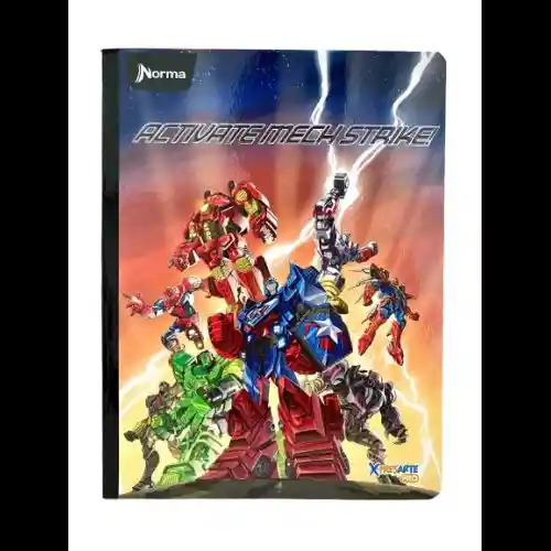 Cuaderno Rayado Avengers Cosido 100 Hojas Norma Con Stickers Diseños Varios