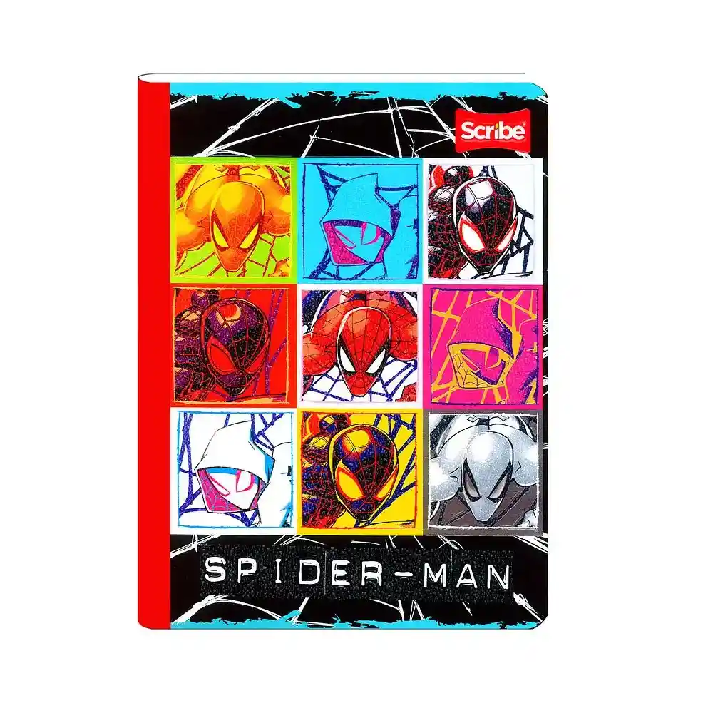 Cuaderno Cuadriculado Spiderman Cosido 100 Hojas Scribe Con Stickers