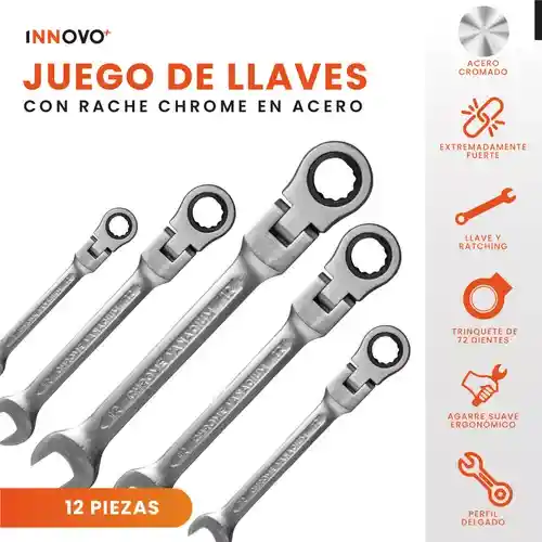 Set De Llaves 12 Unidades Llaves Mixtas Con Rache Estuche Premium