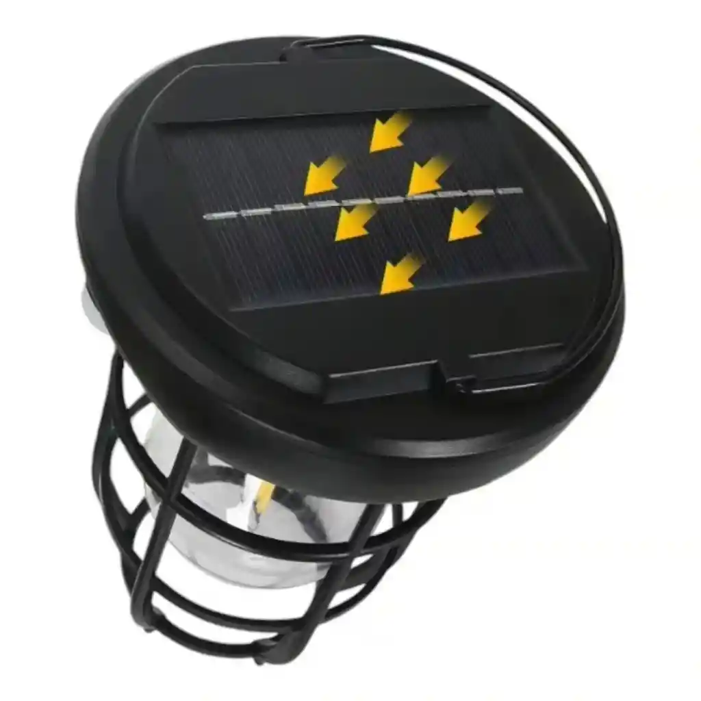 Lampara Bombillo Vintage Con Sensor De Movimiento, Panel Solar, Resistente Al Agua, Luz Cálida, Incluye Tornillos, Linterna Para Exteriores, Camping, Finca, Campo
