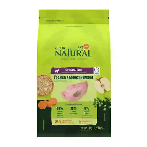 Alimento Seco Guabi Natural Perro Adulto Raza Mediana Sabor Pollo Y Arroz Integral 2,5kg