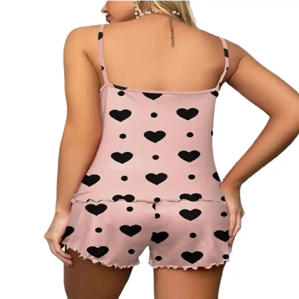 Pijama Dos Piezas Estampado Corazones Talla Xl