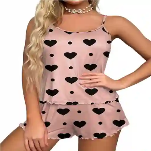 Pijama Dos Piezas Estampado Corazones Talla Xl
