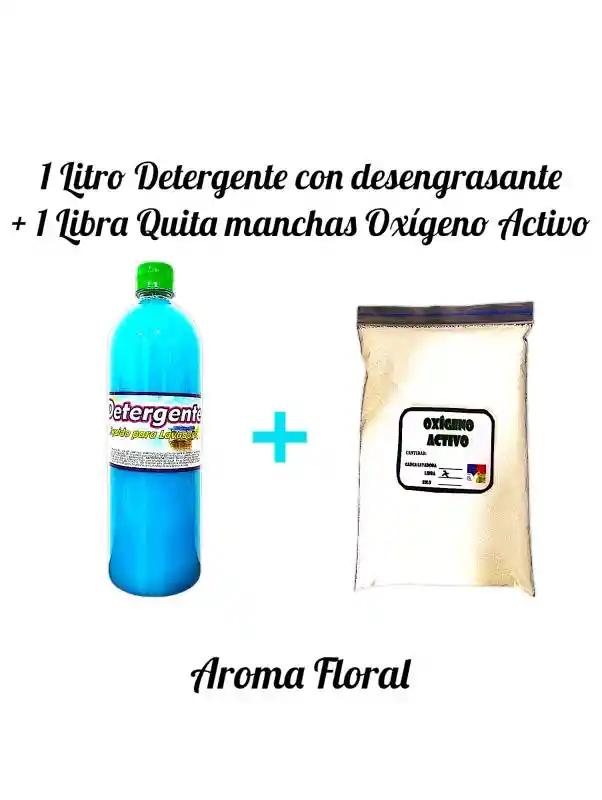 Combo Detergente Para Ropa Con Desengrasante Aroma Ariel X 1l + Quitamanchas Ropa Blanca Oxigeno Activo X Lb Linea Economica