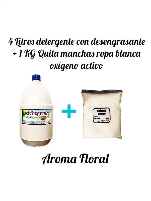 Combo Detergente Para Ropa Con Desengrasante Aroma Ariel X 4l + Quitamanchas Ropa Blanca Oxigeno Activo X Kg Linea Economica