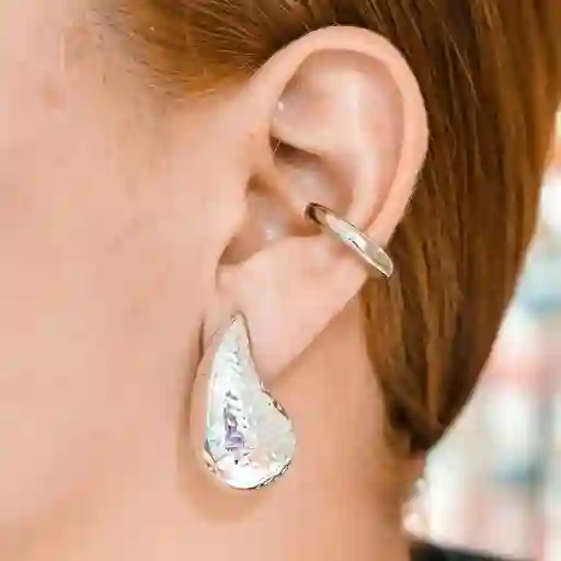 Aretes Gota Grandes Plateados