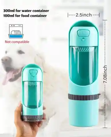 Botella De Agua Para Perros Portátil 2 En 1 Para Alimento Y Agua