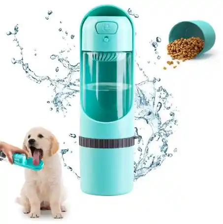 Botella De Agua Para Perros Portátil 2 En 1 Para Alimento Y Agua