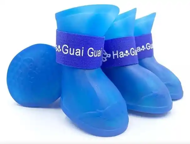 Botas Lluvia Impermeables Antisuciedad Silicona Mascotas Talla M Azules