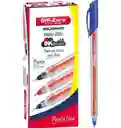 Caja Lapicero Azul Offi-esco Semi Gel Punta Fina 076 Con Tapa