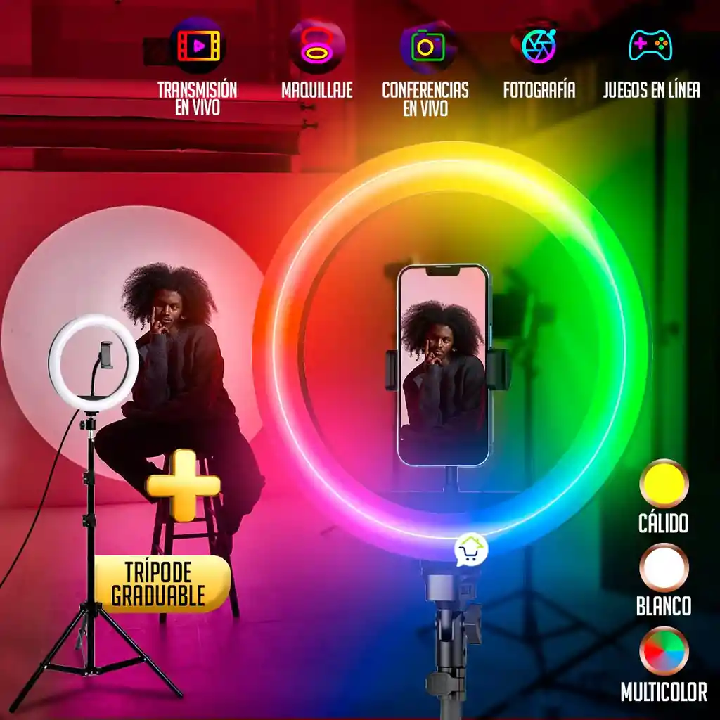 Aro De Luz Rgb De 36cm + Tripode