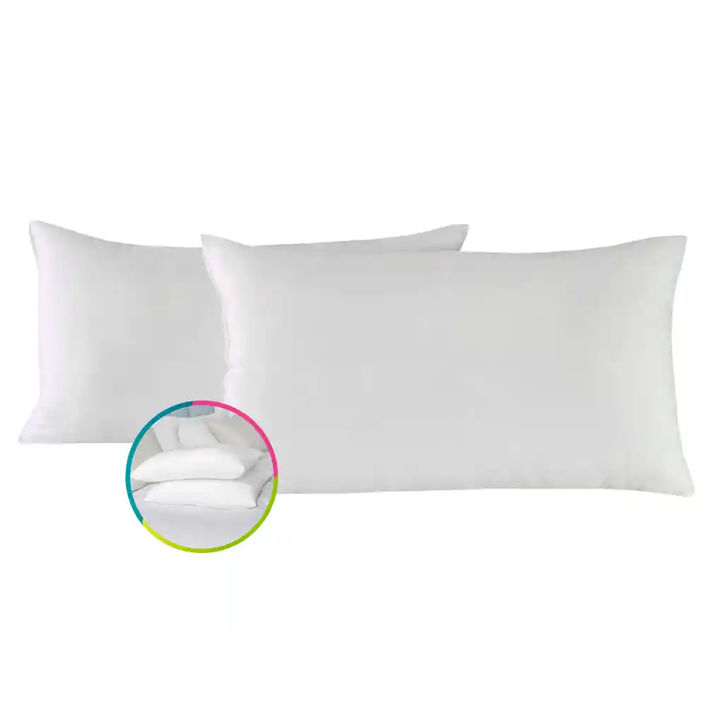 Set X 2 Almohadas Siliconada Hogareto 90x50 Cm Blanco
